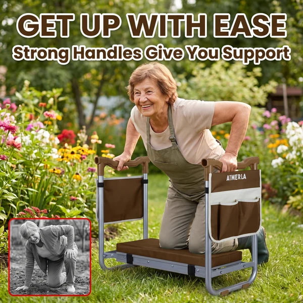 Support handles on garden kneeler