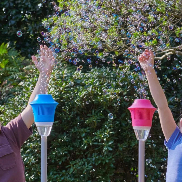 Glowing lantern-shaped bubble machine