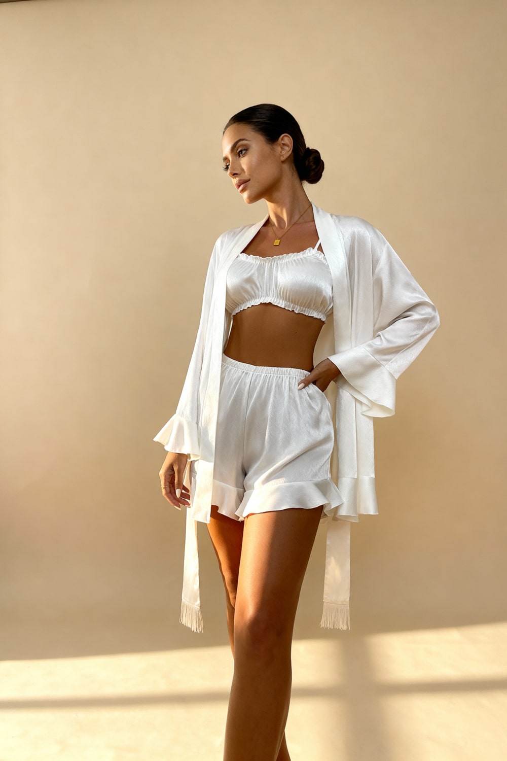 Zestaw piżam satynowych 3-częściowy Angie