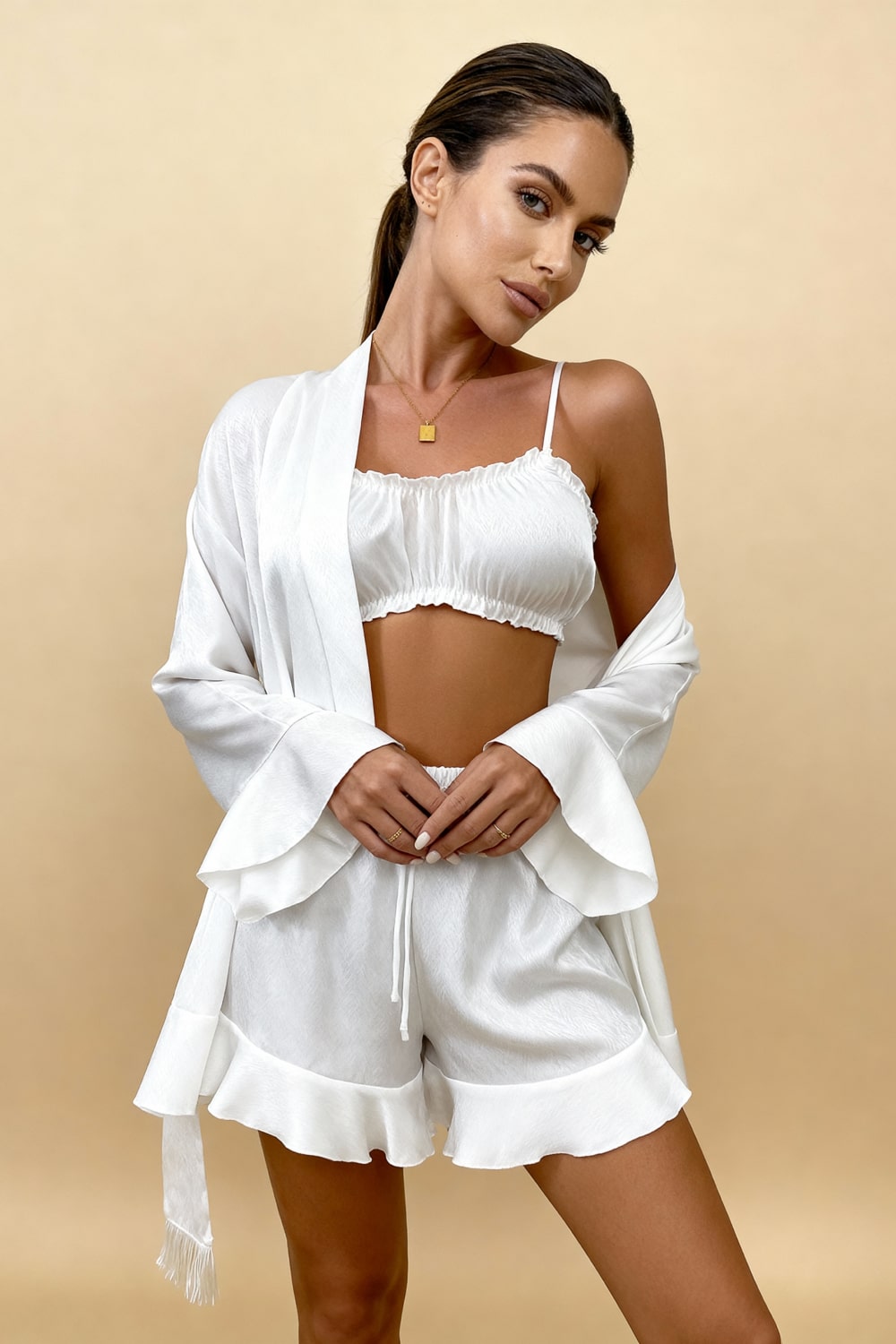 Zestaw piżam satynowych 3-częściowy Angie