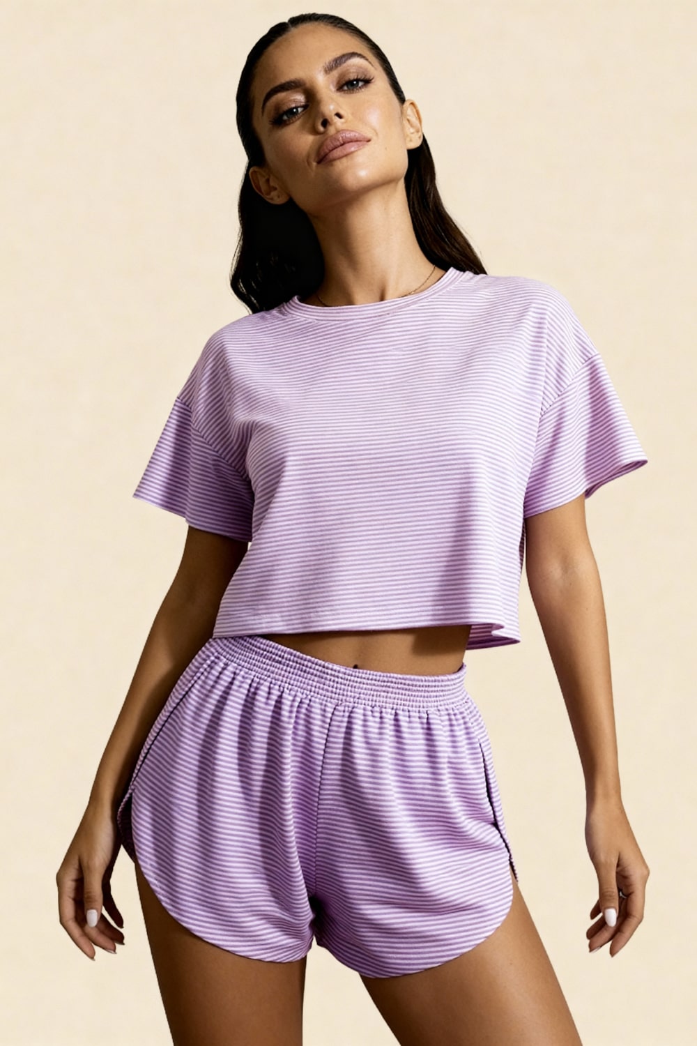 Zestaw szortów z rozcięciami i crop top Carmen