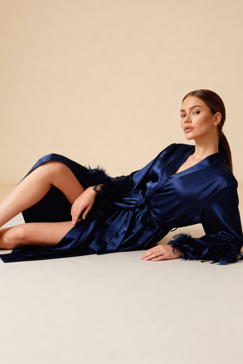 Długi kimono satynowe Celiana