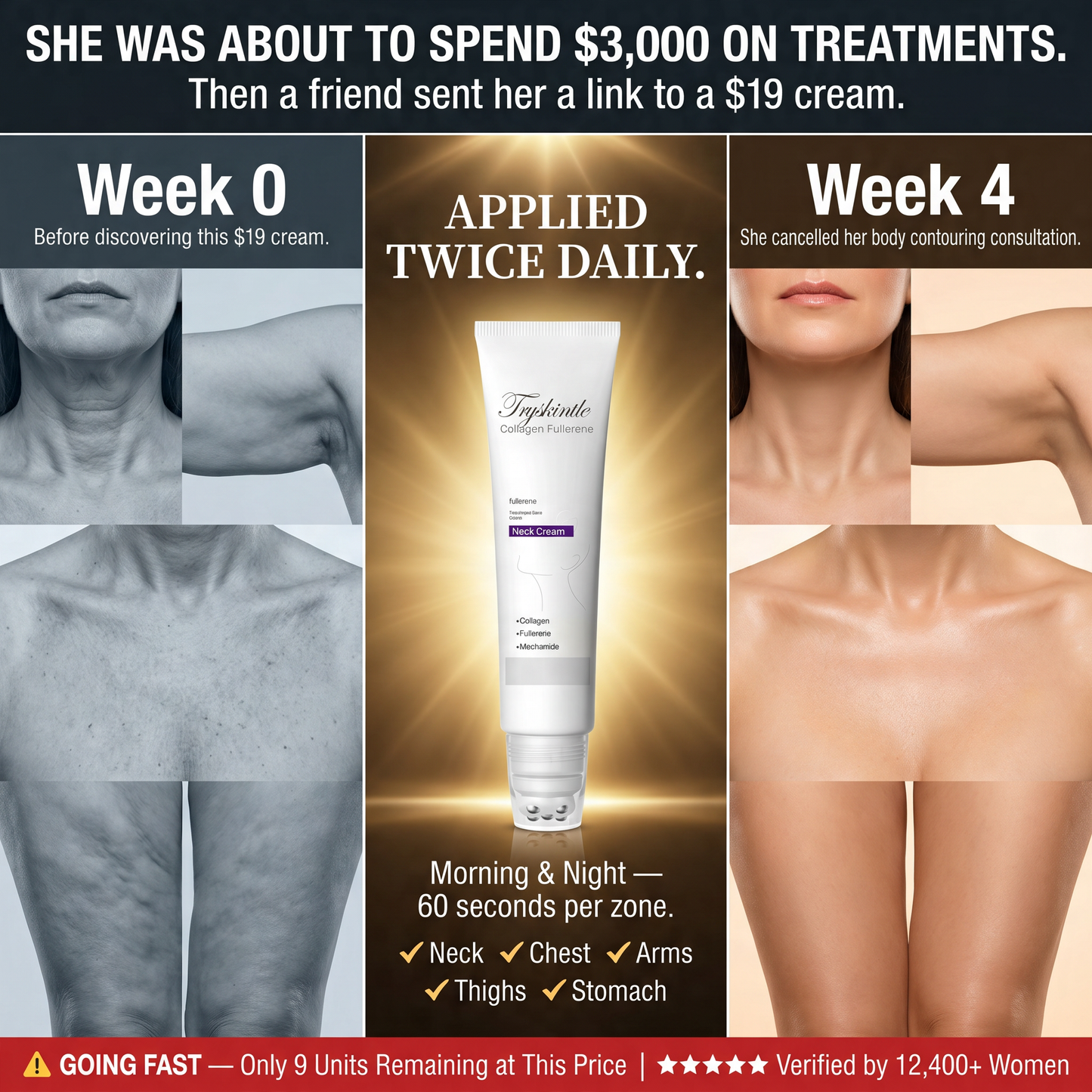 WARNING: Only 3 Units Left — The #1 Collagen Roller Cream for Sagging Skin on Neck, Arms, Thighs & Full Body | 4-Week Results