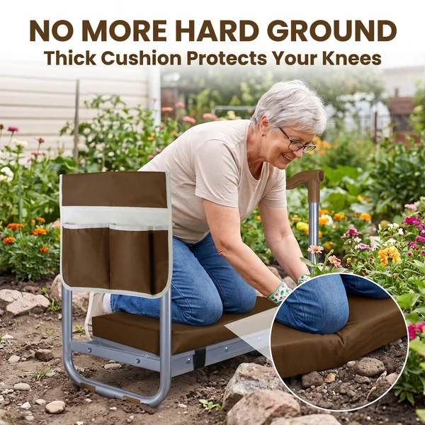 Thick garden kneeler cushion on hard ground